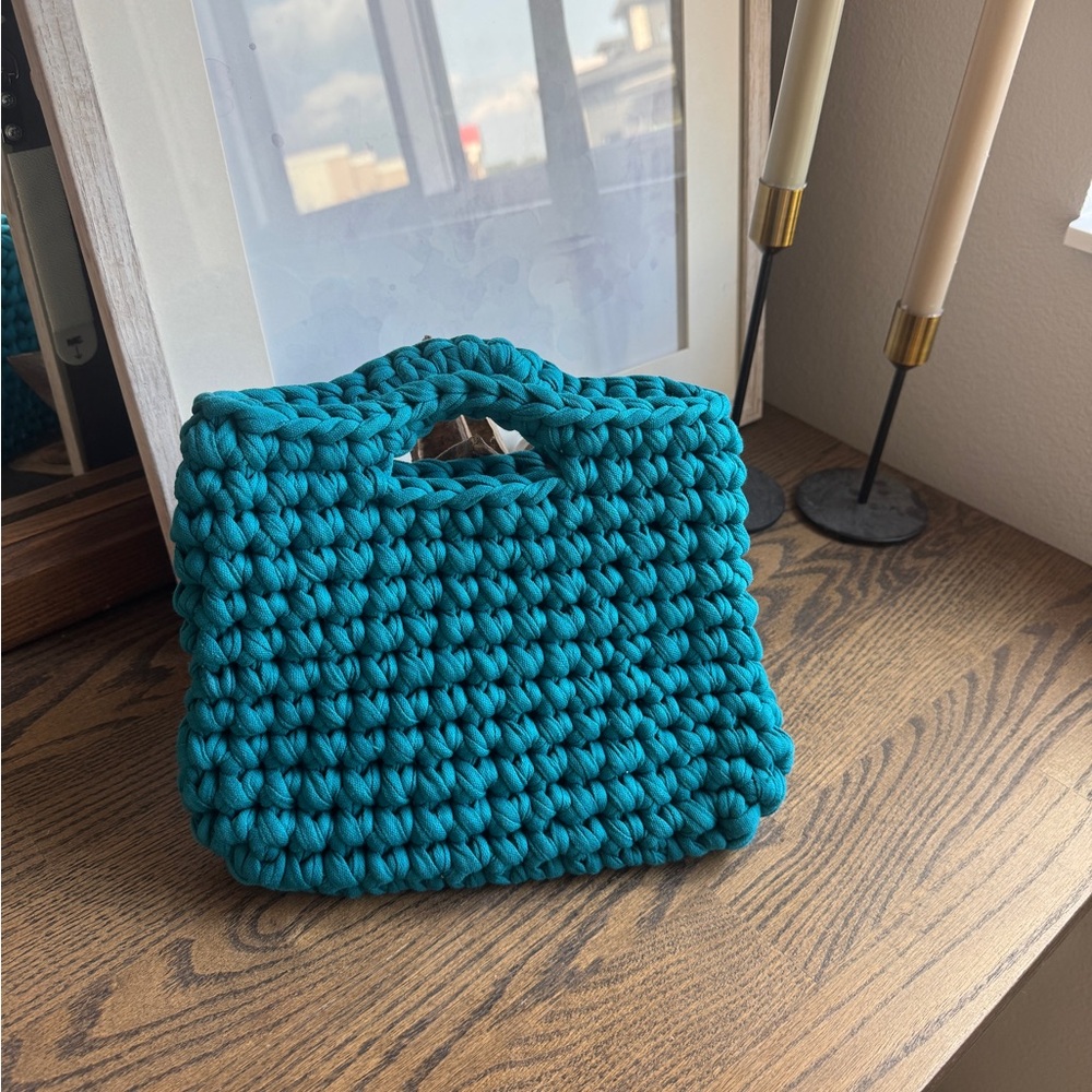 Handcrafted Teal Crochet Bag